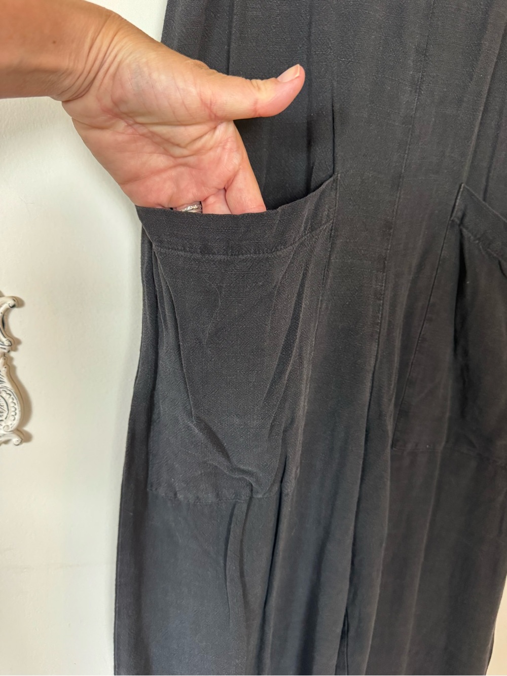 Rachel Pally Remy Black Linen Sleeveless Wide Leg Jumpsuit XS - Picture 8 of 12